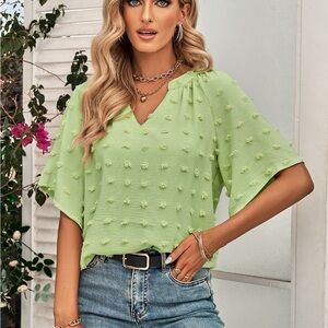 Stylish Lime Green Textured Women's Top
